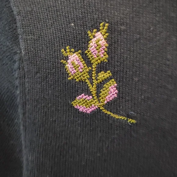 Brooks Brothers Blue Floral Embroidered Needlepoint Grannycore Sweater Size S - Picture 4 of 8